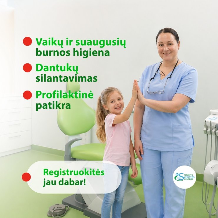 Kviečiame vaikučius ir tėvelius pasirūpinti burnos sveikata